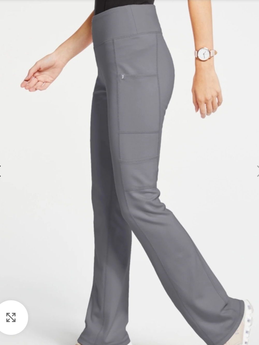 Jaanuu UltraSoft Yoga Scrub Pants Grat Gray Flare High Waist Pull-on Nursing